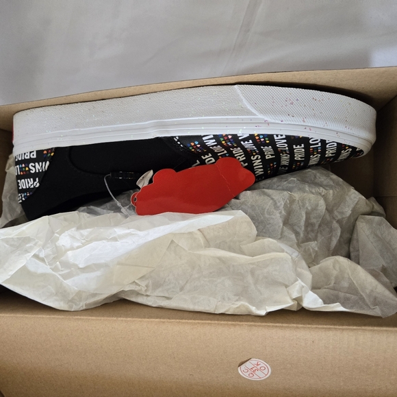 Women's Vans Asher Canvas Slip On Pride "Love Wins" Black/Glitter Size 8 Medium - Picture 9 of 9